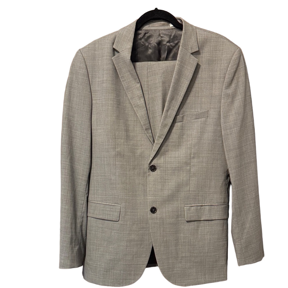 H&M Light Gray Men's Lanerossi  Professional Wool Slim Business Suit
